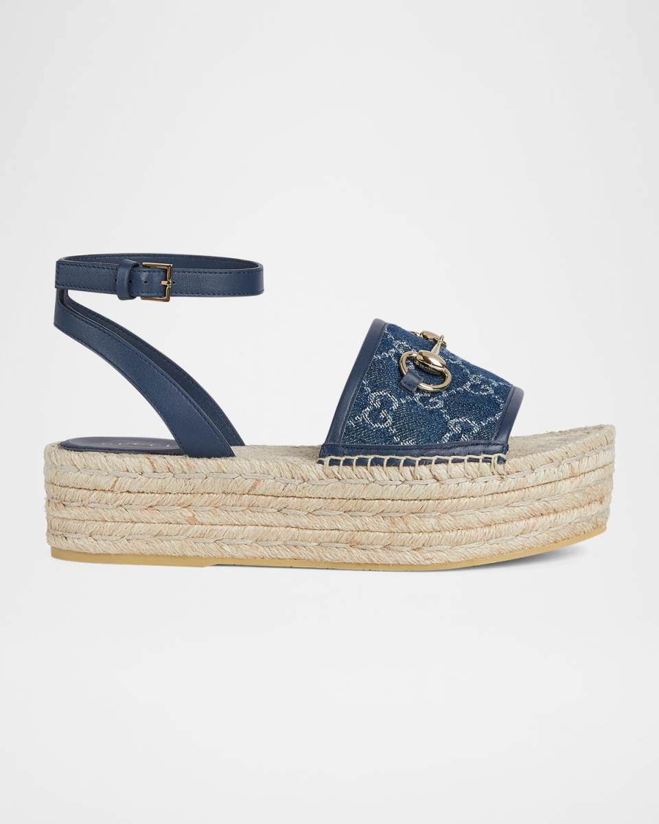 Paloma GG Denim Platform Espadrille Sandals